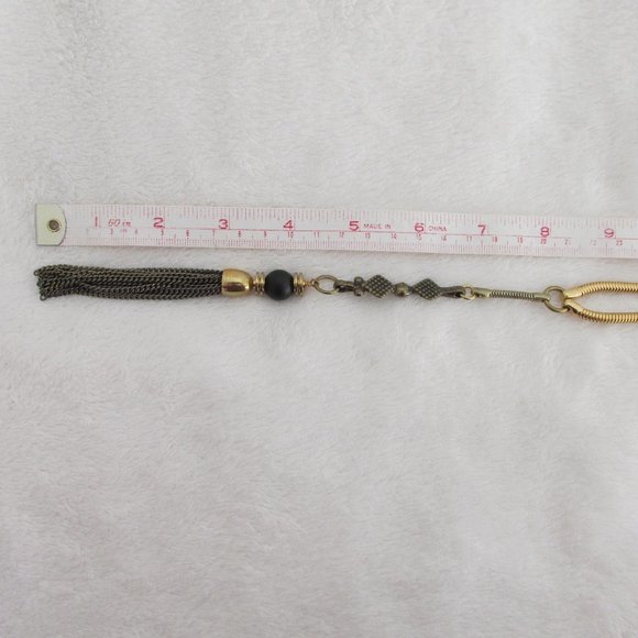 BIKO Freya 18kt Gold Plated Onyx Hand-Cast Tassel Pendant Made in Canada - Picture 6 of 7